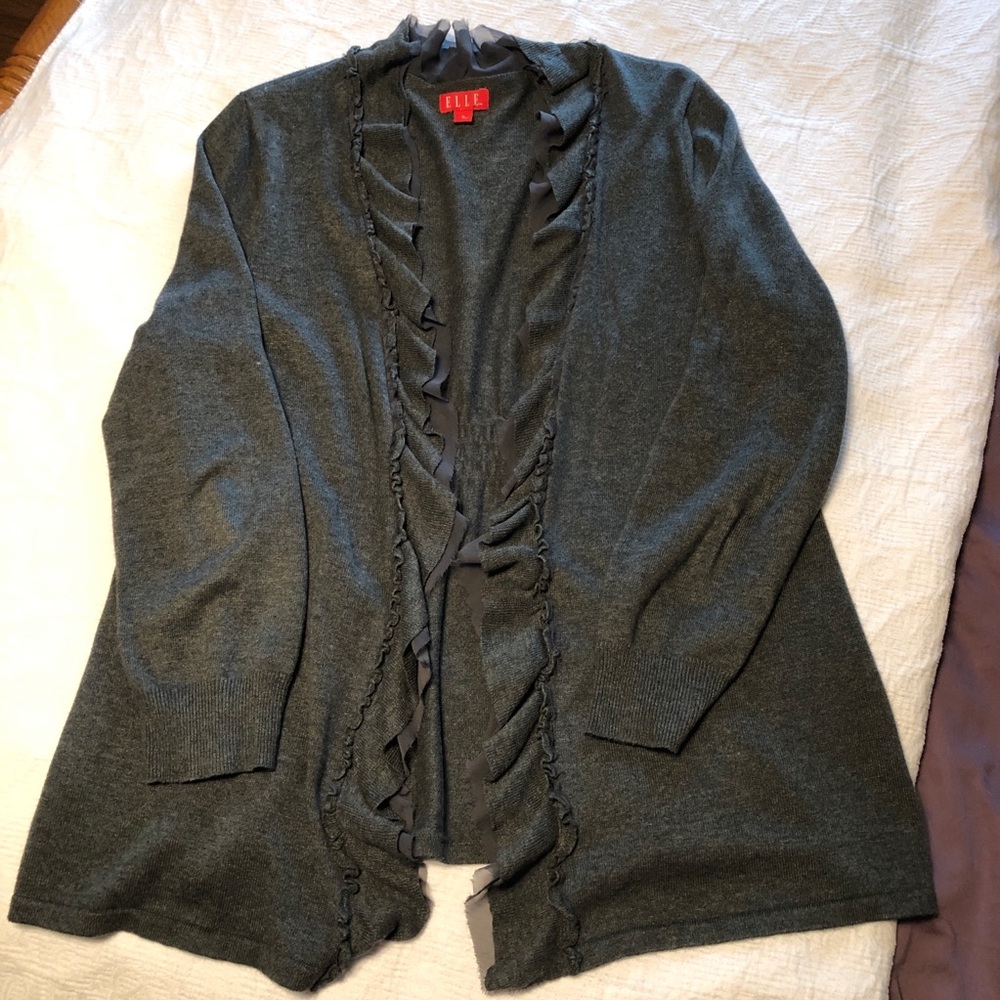 Lightweight Open Elle Cardigan with Ruffle